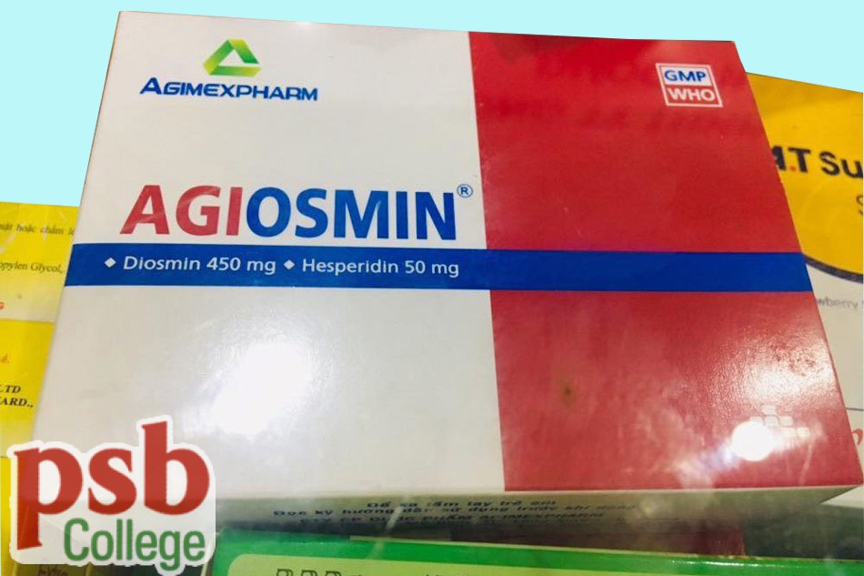 Một góc chụp khác của hộp thuốc Agiosmin 450mg/50mg
