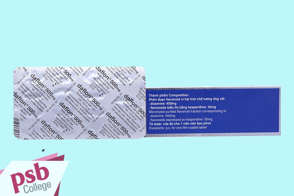 Mặt sau của thuốc Daflon