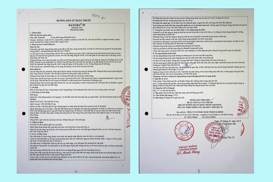 Hướng dẫn sử dụng thuốc Daygra 50