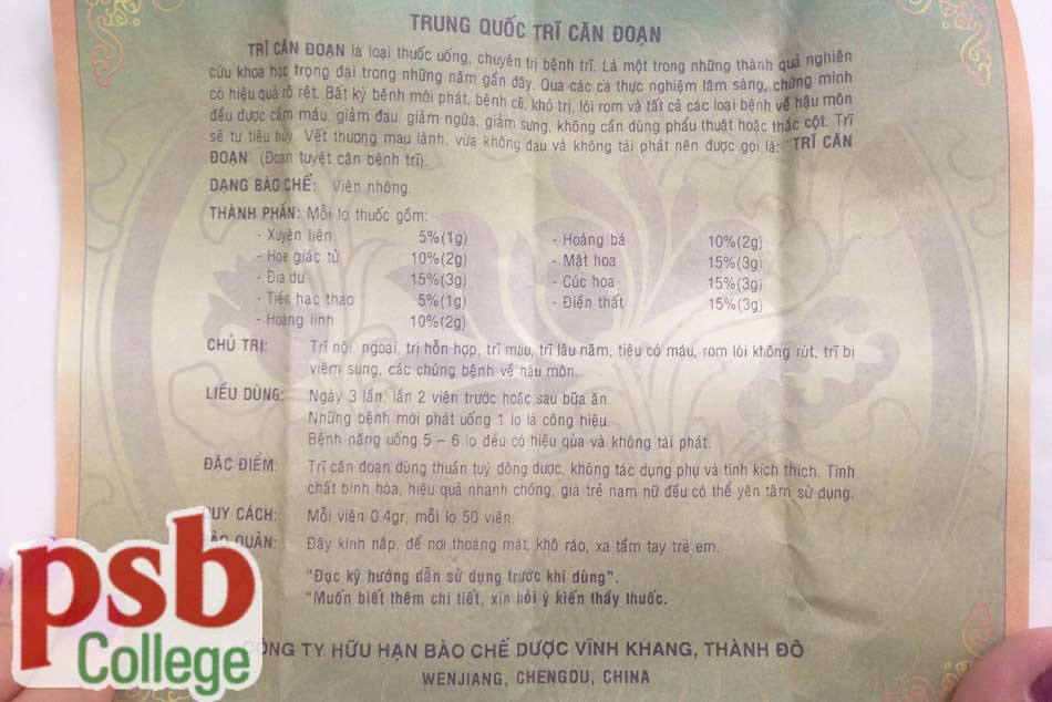 Thành phần Trĩ Căn Đoạn